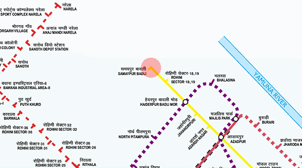 Samaypur Badli station map