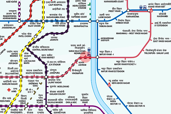 Sarai Kale Khan - Nizamuddin station map