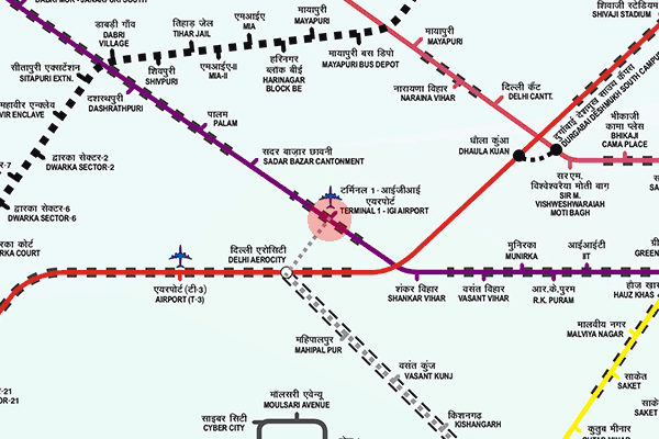 Terminal 1-IGI Airport station map