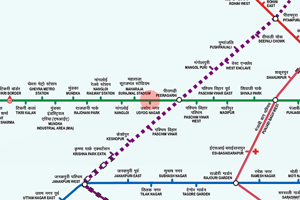 Udyog Nagar station map