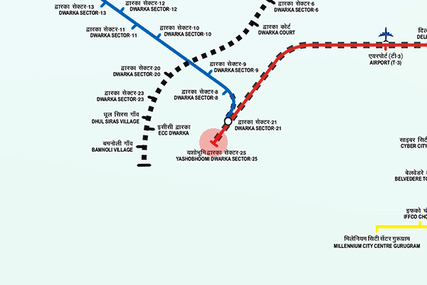 Yashobhoomi Dwarka Sector - 25 station map
