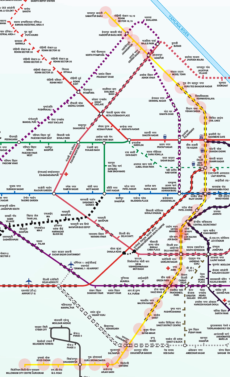 Delhi Metro Yellow Line map