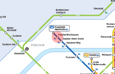 Friedhof Westhausen station map
