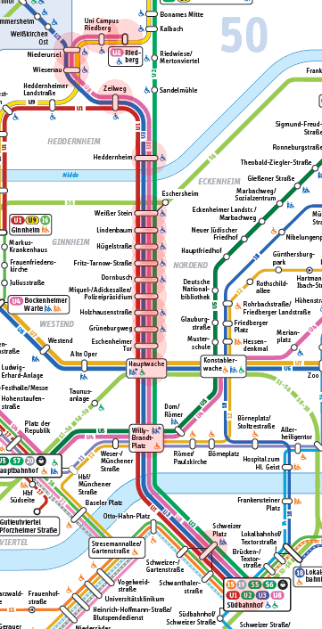 Frankfurt U-Bahn U8 map