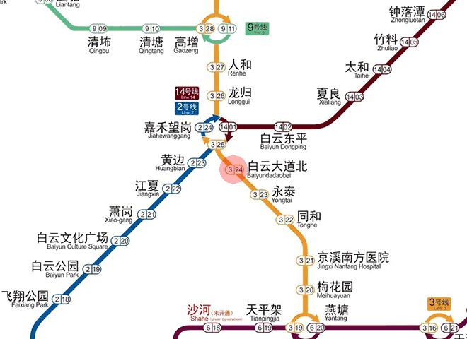 Baiyun Dadao Bei station map