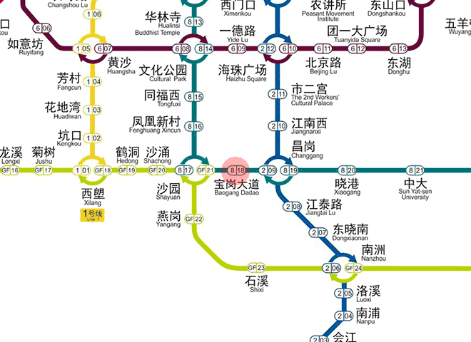 Baogang Dadao station map