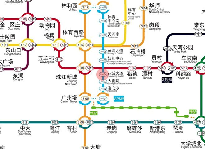 Huacheng Dadao station map