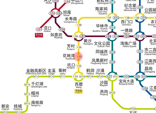 Huadiwan station map