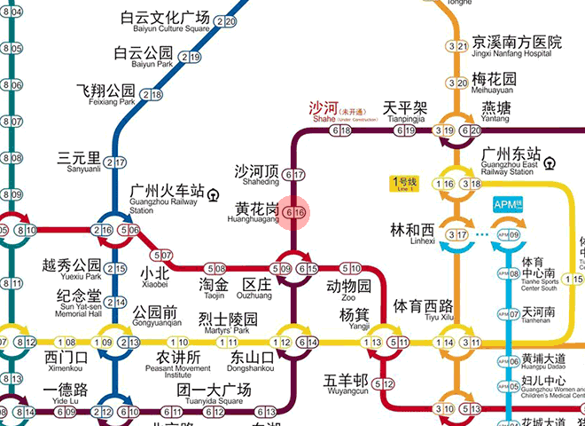 Huanghuagang station map