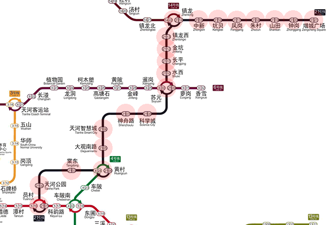 Guangzhou Metro Line 21 map