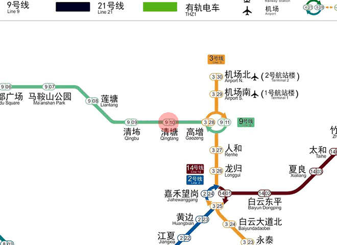 Qingtang station map