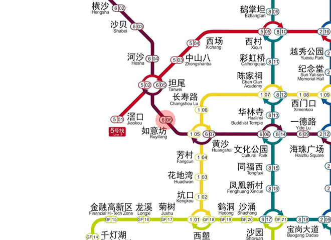 Ruyifang station map