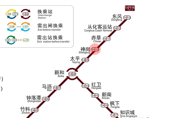 Shengang station map
