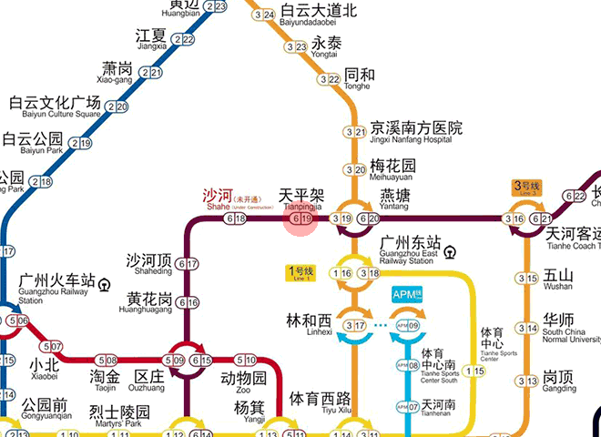 Tianpingjia station map