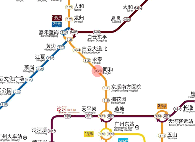 Tonghe station map
