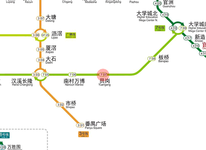 Yuangang station map