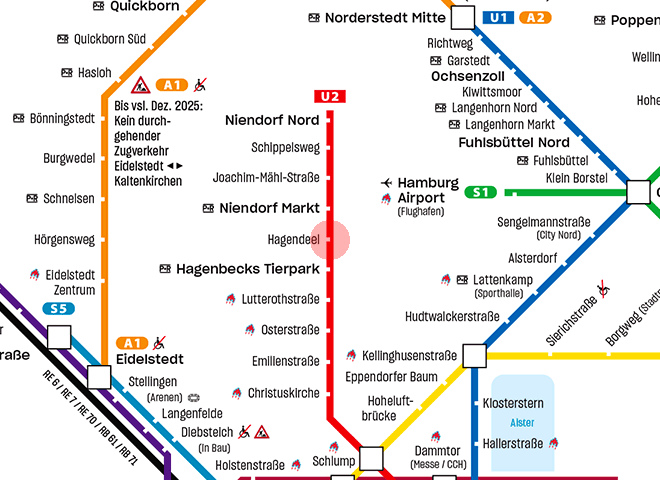 Hagendeel station map