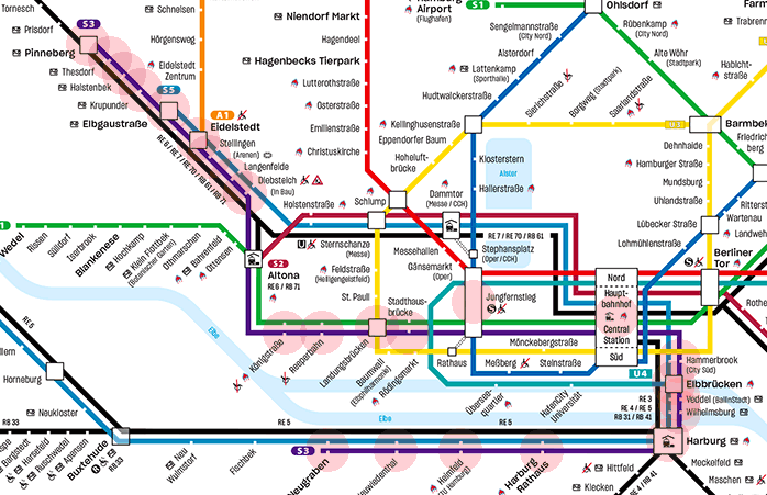 Hamburg U-Bahn S-Bahn S3 Line map