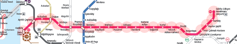Istanbul Metro Line M4 map