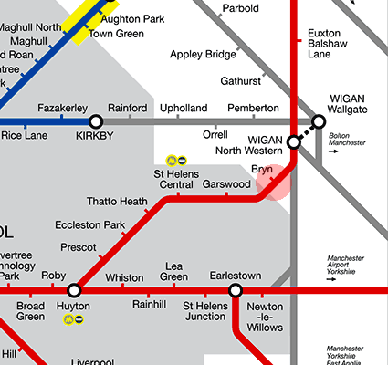 Bryn station map