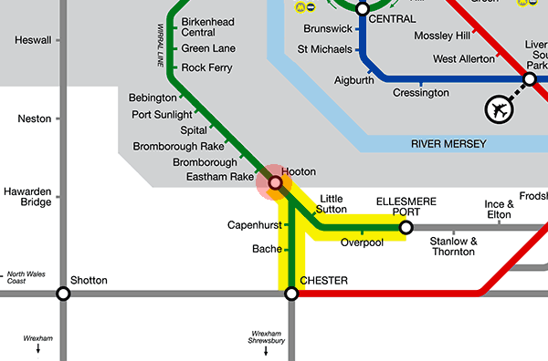 Hooton station map