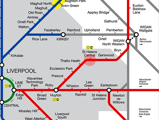 St Helens Central station map