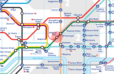 Aldgate East station map