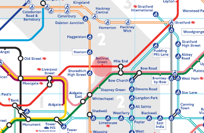 Bethnal Green station map