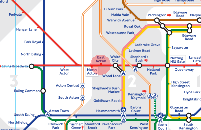 East Acton station map