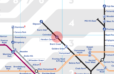 Hendon Central station map