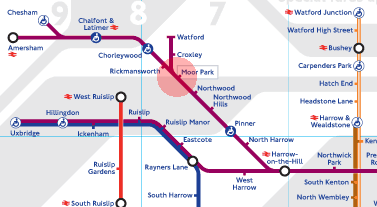 Moor Park station map