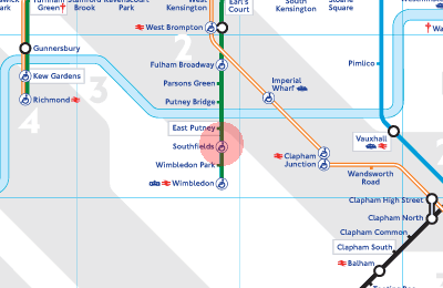 Southfields station map