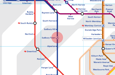 Sudbury Town station map