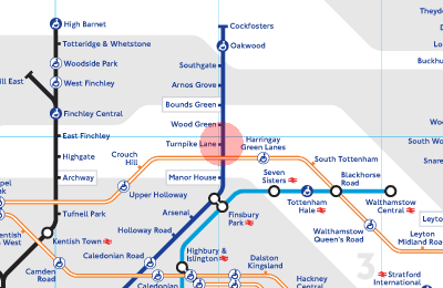 Turnpike Lane station map