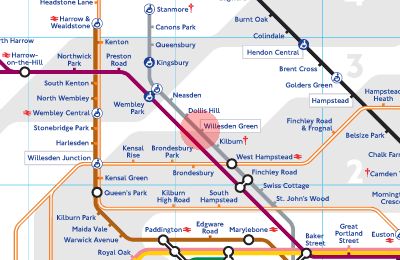 Willesden Green station map