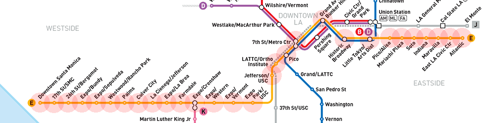 Los Angeles Metro Rail E Line map