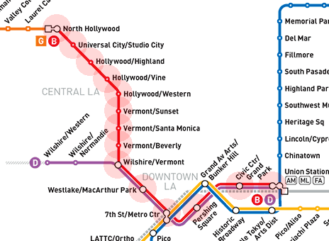 Los Angeles Metro Rail Red Line map