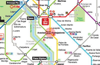 Embajadores station map