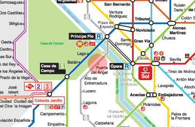 Puerta del Angel station map