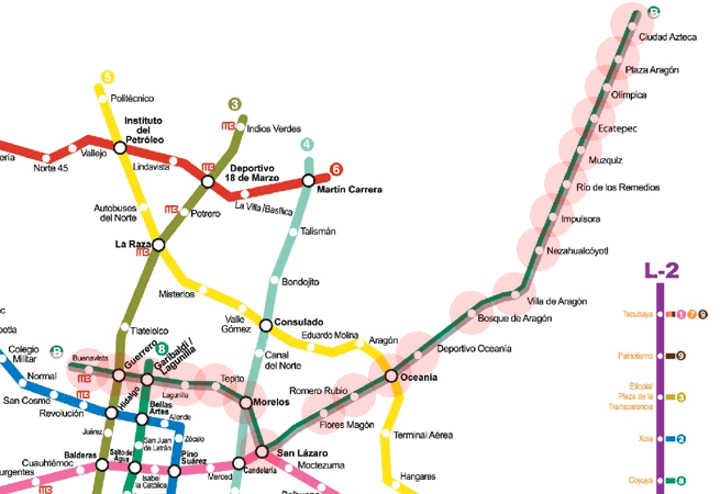 Mexico City Metro Line B map