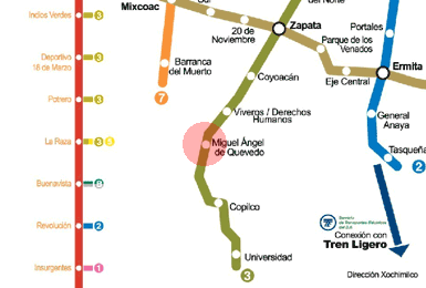 Miguel Angel de Quevedo station map