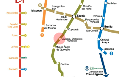 Viveros/Derechos Humanos station map