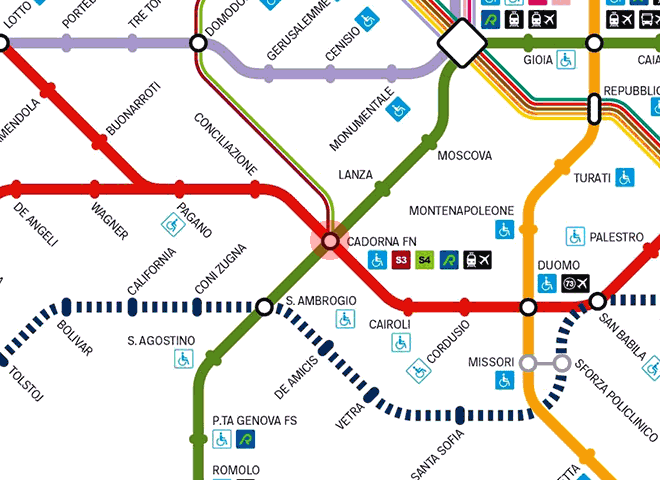 Cadorna FN station map