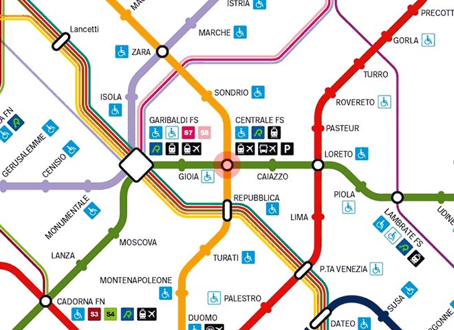 Centrale F.S. station map