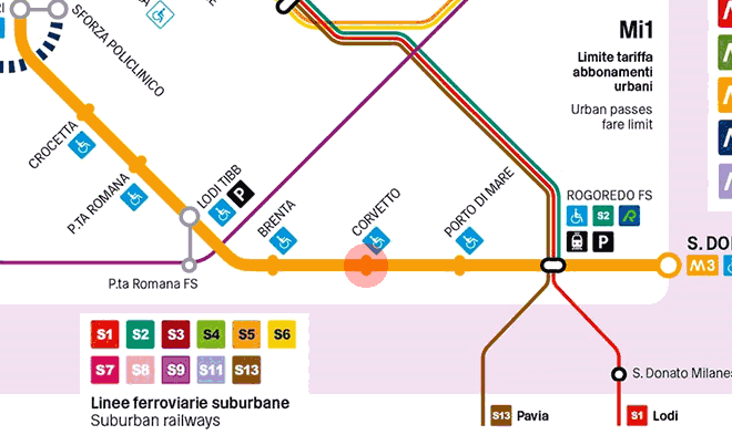 Corvetto station map