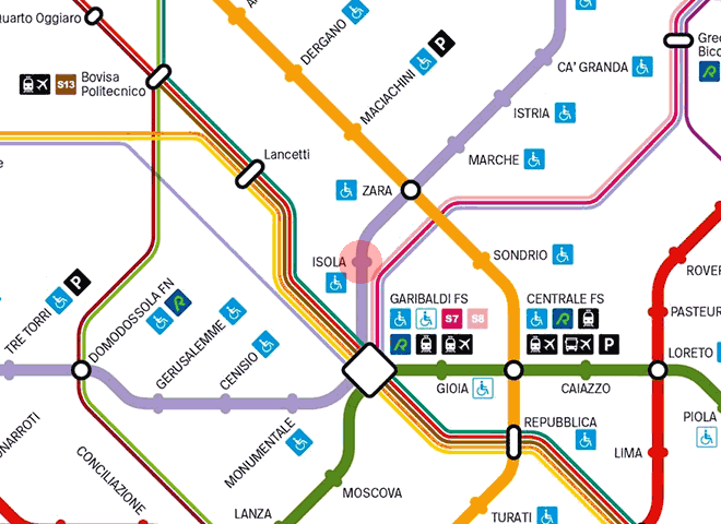 Isola station map