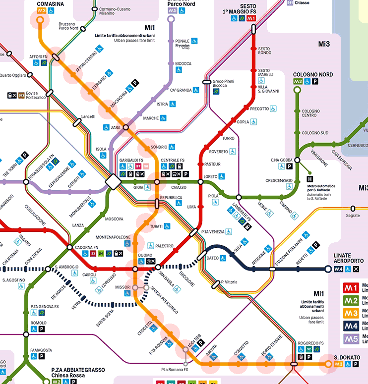 Milan Metro Line 3 map