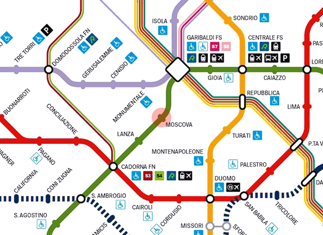 Moscova station map