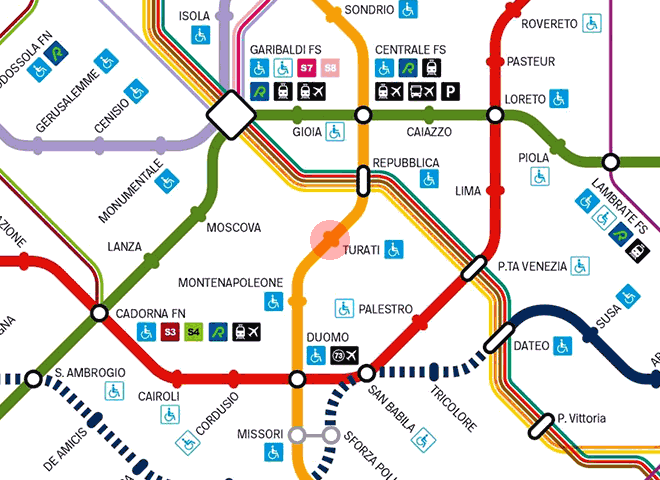 Turati station map