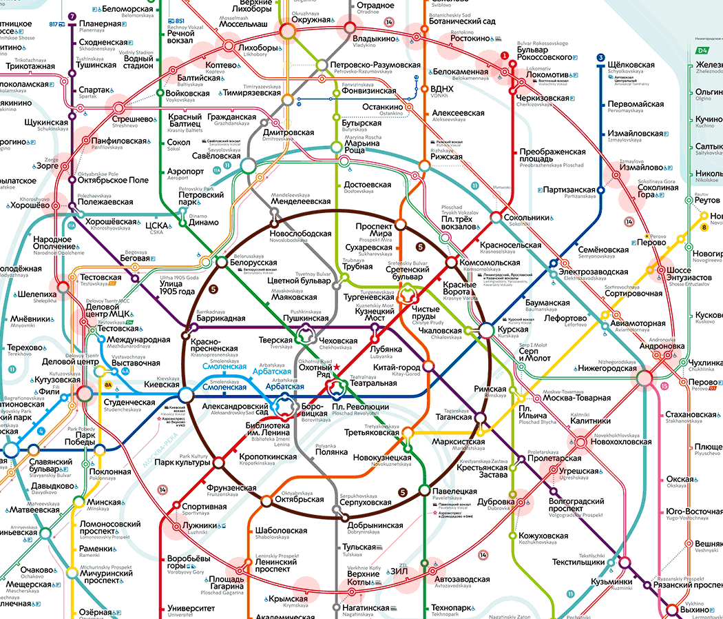 Moscow metro 14 Moscow Central Circle map